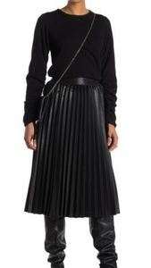 Faux Leather Pleated Skirt